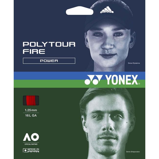 YONEX PTGF130 Solid Tennis Strings, Poly-Tour Fire, 130 (1.30 mm), Red