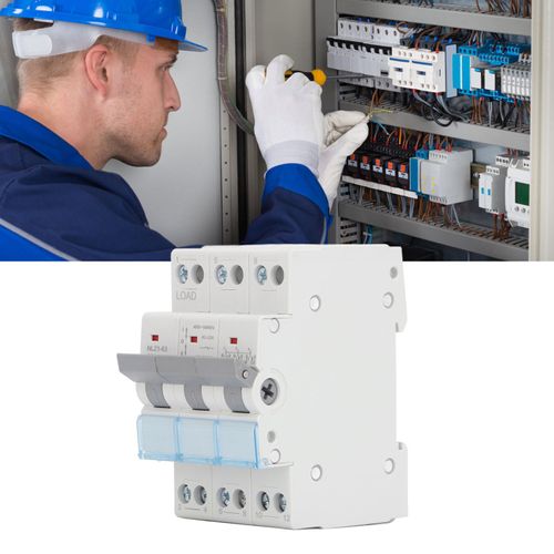 63A Power Manual Transfer Switch DIN Rail Mount 3P Interlock Circuit Breaker Isolating Switch 400VAC, Overload and Short Circuit for RVs, Homes