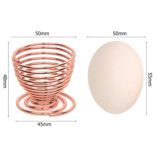 TRIXES 2 x Rose Gold Egg Cups - Spiral Spring Steel Metal Wire Boiled Egg Holder Set - Rose Gold Kitchen Accessories - Lightweight Modern Chrome Design