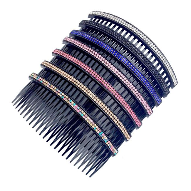 Ruihfas Fashion Women 24 Teeth Hair Comb Pin Clip Double Rows Rhinestone Hair Side Combs 4.72" Length, 5-count