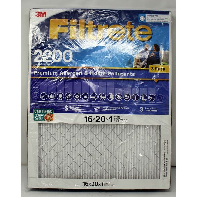 Filtrete MPR 2200 Healthy Living Elite Allergen Reducing Filters, 16" x 20" x...