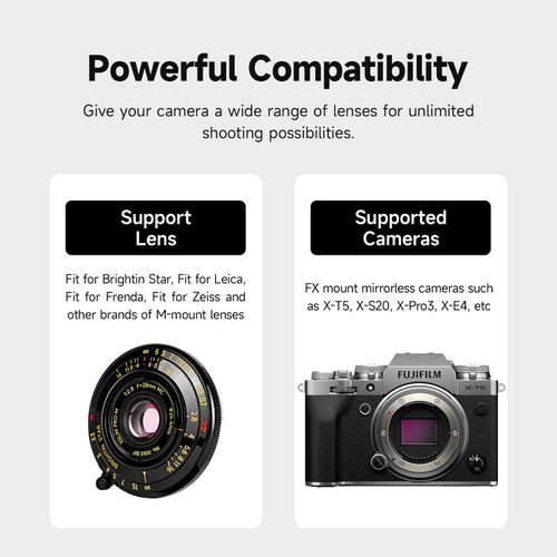 Brightin Star LCM-XF Adapter Converter Ring for Leica M Mount Lens to Fuji XF X T5 XT20 XT30 XS XA5 PRO Mount Camera