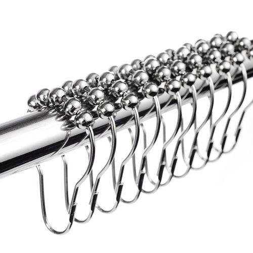 12 Piece Set Rustproof Stainless Steel Shower Curtain Rings Hooks for Bathroom Shower Rod