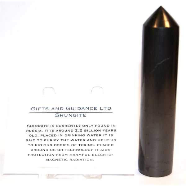 Shungite Standing Point Flat Base Wand 100mm+ 4" Size Electromagnetic Protection