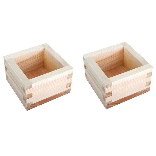 JapanBargain 2757x2, Wooden Sake Cups Masu Japanese Hinoki Wood Saki Cup Box Made in Japan, Plain, 4 ounce, Set of 2