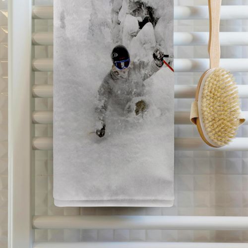 3dRose 22x30 Bath Hand Pool Towel - Skiing Powder at Whitefish Mountain Resort, Montana - US27 CHA1247 - Chuck Haney Skiing