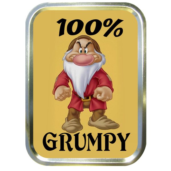 100% GRUMPY 2oz GOLD TOBACCO TIN,BACCY TIN,PILL BOX, STASH CAN,STORAGE TIN