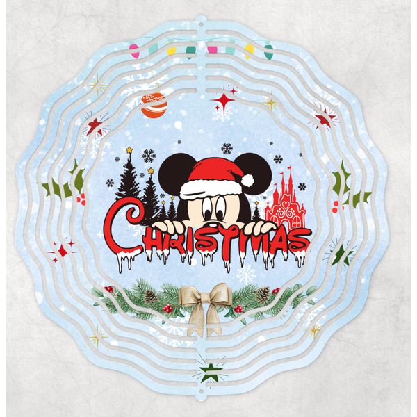 Mickey Mouse Christmas Inspired 10" Wind Spinner