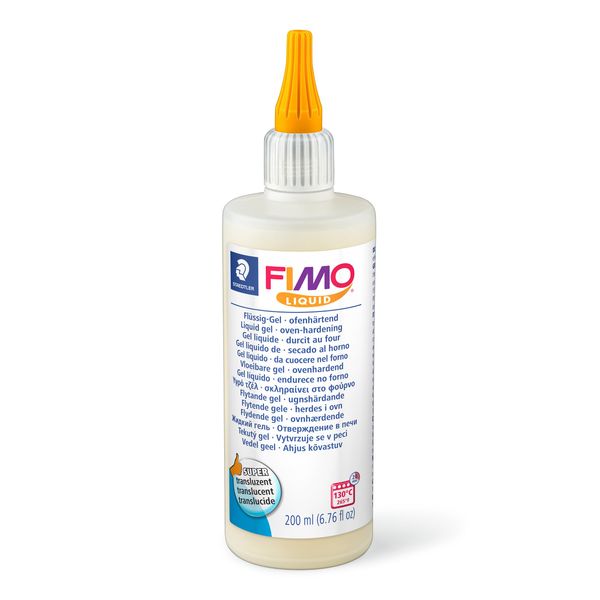 STAEDTLER 8051-00 FIMO Liquid Oven-Hardening Decorating Gel for Polymer Clay Modelling - Translucent (1 x 200ml Bottle)