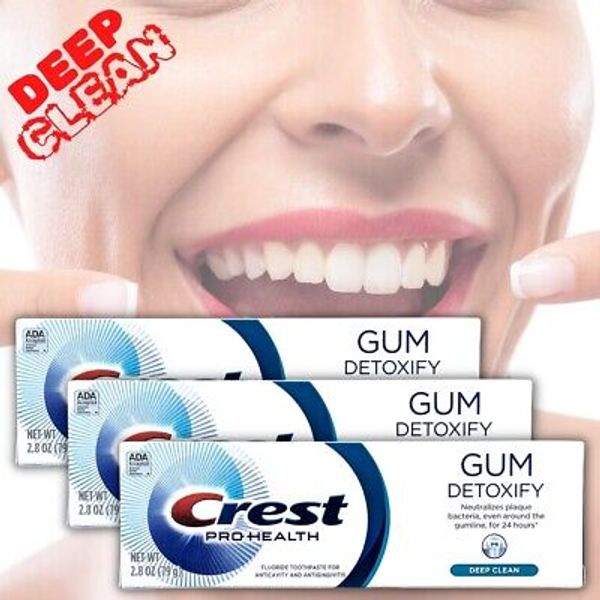 3 - Crest Pro Health GUM Detoxify Deep Clean Fluoride Toothpaste 2.8 oz Each