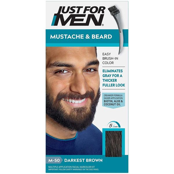 BL Just For Men Mustache & Beard #M-50 Darkest Brown Color Gel - TWO PACK