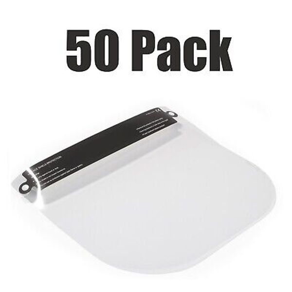 50-Pack Face Shield Disposable Washable Protective Cover Clear Mask Anti-Splash