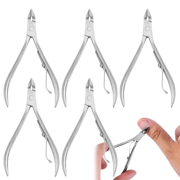 5 Pack Cuticle Trimmer Stainless Steel Cuticle Nipper Dead Skin Remover Scissors Clippers Nail Art Pusher Tools for Fingernails and Toenails