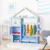 Kids Dress Up Pretend Play Toy Storage Armoire Organizer w/ Cabinet, Blue