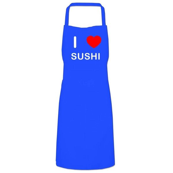 BadgeBeast.co.uk I Love Sushi - Blue Cooks Bib Apron