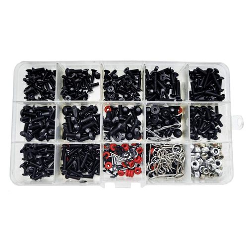 500pcs RC Car Screws Kits M3/M4/E Buckle/Shell Buckle/Screw Nuts/Hex Screws/Plugs RC Repair Tool Kit for HSP/Wltoys/Traxxa Scale RC Cars