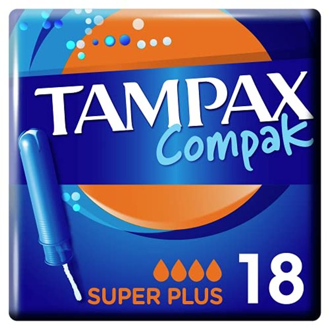 Tampax Compak Tampons, Super Plus With Applicator, 18 Tampons, Leak Protection And Discretion, Super Absorbent