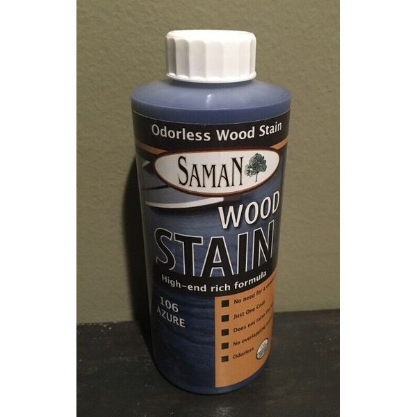 SamaN Interior Water Based Stain for Fine Wood, Azure, 12 oz