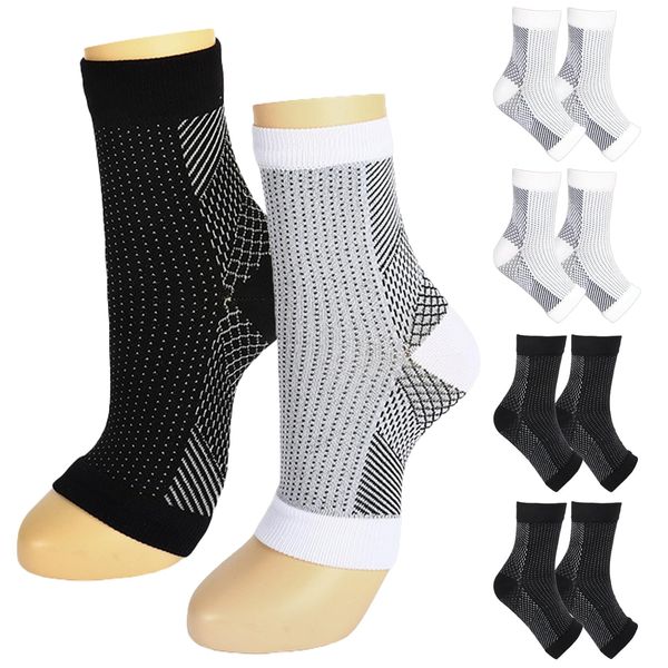 4 Pairs Neuro Socks for Men and Women, Plantar Fasciitis Socks, Ankle Support Brace, Compression Socks Medical, Sprained Ankle Support, Adjustable Ankle Brace Wrap Strap for Pain Relief