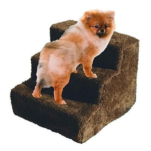 Pet Stairs Dog Steps 3 Step Ladder Fleece Covered Staircase Indoor Ramp Kitte...