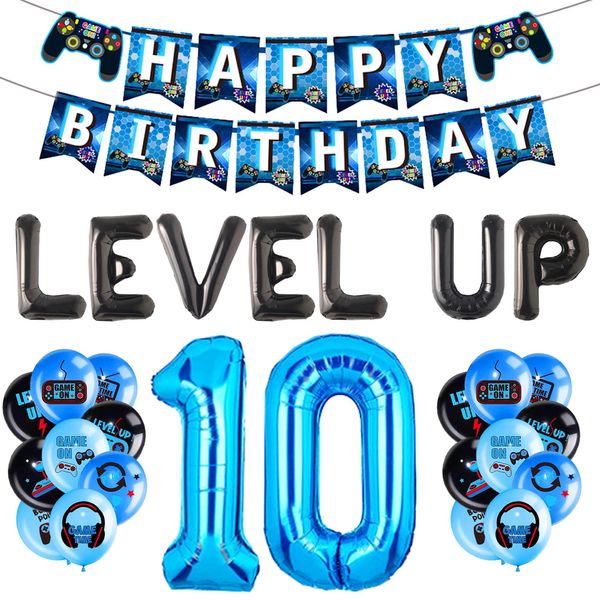 LaVenty Level UP Birthday Decoration Video Game 10 Birthday Decorations Gamer Party Supplies Ten years old Birthday Party Decorations