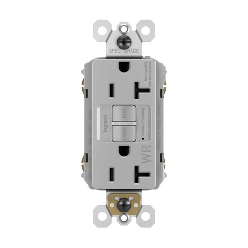 Legrand radiant 2097TRWRGRY 20 Amp Outdoor GFCI Self Test Tamper Resistant Weather Resistant Decorator Duplex Outlet, Gray (1 Count)