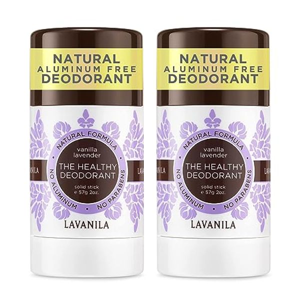 Lavanila Vanilla Lavender Aluminum Free Deodorant 2-Pack - The Healthy Deodorant for Men and Women, Solid Stick (2 Ounce Each), Vegan