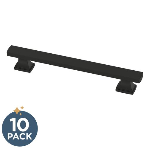 FRANKLIN BRASS Tiered Foot (10-Pack) Cabinet Handles 5-1/16" Hole Center Pulls | Matte Black Hardware Kitchen Door, Drawers, Dressers, Furniture P49574C-FB-B