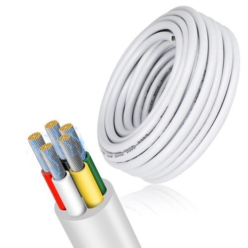20 Gauge 5 Conductor Electrical Wire, 49.2FT Low Voltage 20/5 Tinned Copper Stranded 5 Wire Cable, 20 AWG White Flexible Extension Power Cord for Sprinkler, Thermostat, Speaker, Irrigation, Automotive