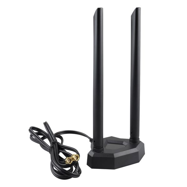 BOOBRIE Dual Band PC WiFi Antenna 5dBi External Wireless Antenna WiFi 2.4Ghz 5,8Ghz with 1.5M Cable RP SMA WiFi Router Signal Booster Magnetic Base Aerial for PC Desktop Computer PCI-E Wireless WiFi