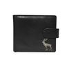 Quality black leather stag wallet
