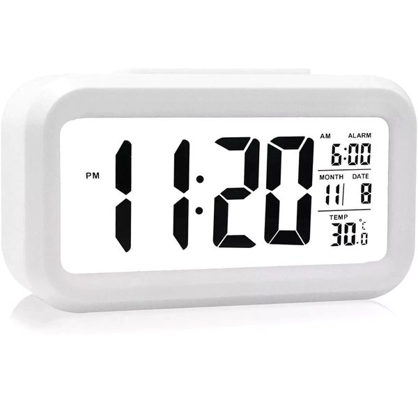 Digital Alarm Clock Battery Operated/Night Light/Indoor Temperature, Small Digit