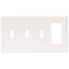 Leviton 80732-W 4-Gang 3-Toggle 1-Decora/GFCI Device Combination Wallplate, Standard Size, Thermoplastic Nylon, Device Mount, White
