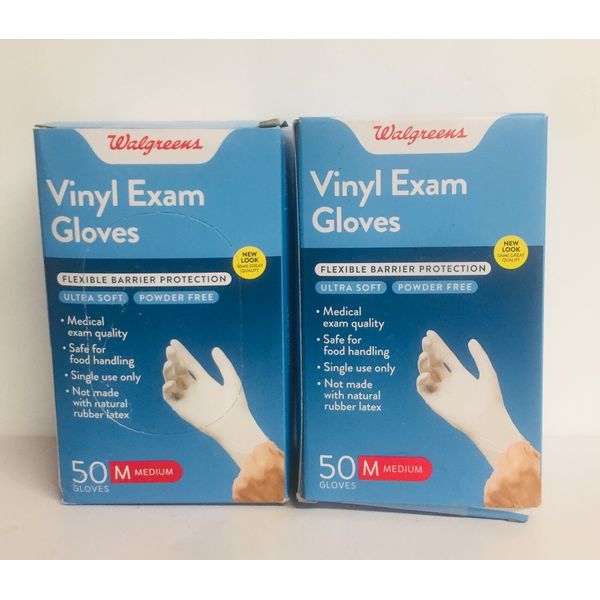 2-Pack Vinyl G L O V E S  50 Ct. Medium Powder Free