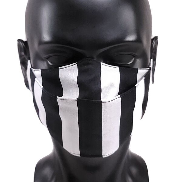 Black and White Striped face mask 100% Cotton handmade in USA