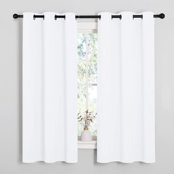 NICETOWN White Window Curtain Panels - 50% Light Blocking Curtains for Bedroom & Dining Room Window (Set of 2, 42 inches x 63 inches)