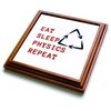 3dRose Simple Text EAT,Sleep,Physics,Repeat - Trivets (trv-369233-1)