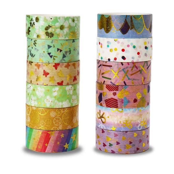 Ctpeng Washi Tape,12 Rollen Washi Klebeband Set Dekoratives,Niedliche Blume Dekorative Tape für DIY Handwerk, Bullet Journals, Scrapbooking