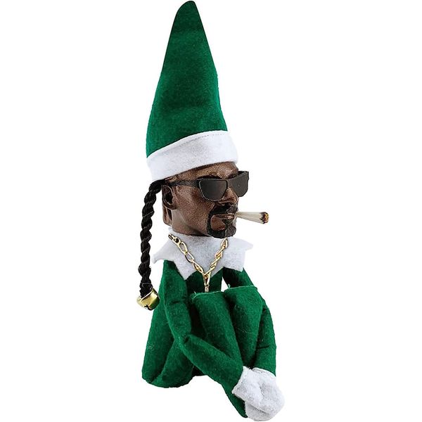 vancauk Snoop on A Stoop Christmas Elf Doll with Necklace, Novelty Resin Doll Snoop on the Stoop Doll Fun Collectible Hip Hop Doll Gift for Home Decoration