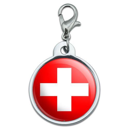 GRAPHICS & MORE Chrome Plated Metal Small Pet ID Dog Cat Tag Country National State Flag S-Z - Switzerland Swiss Flag