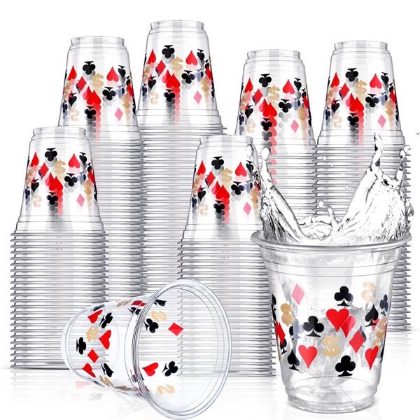 Uiifan 50 Pcs Casino Party Favor Cup 12 oz Casino Theme Party Decoration Poker Cup Casino Party Supplies Bulk Hot Cold Drinking Cup for Casino Night Party Birthday Wedding Favor