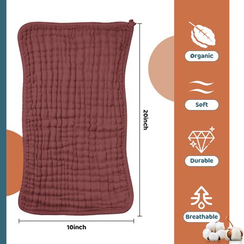 Remagr 8 Packs Muslin Burp Cloths 6 Layers Unisex Baby Items Absorbent Rags Colorful Washcloths for Plain Soft Cotton Cloth Babies Girls Boys, 10 x 20 Inch (Vintage Colors)