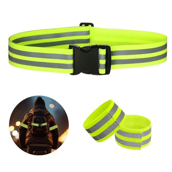 EQLEF Running Reflective Belt Cycling, 3 Pcs High Vis Straps Reflective Gear Reflective Strap Security Armband Bicycle Safety Belt Strap Reflective Armbands for Walking in the Night