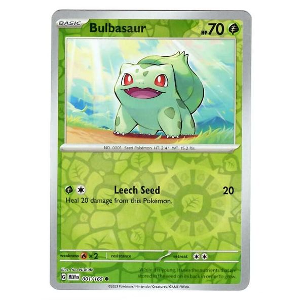 Pokemon - Bulbasaur 001/165 - Pokemon 151 - Reverse Foil - Single Card
