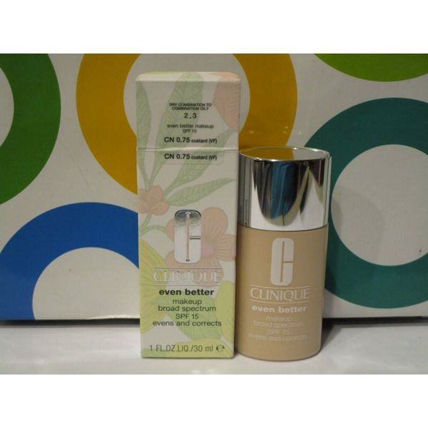 CLINIQUE ~ EVEN BETTER MAKEUP BROAD SPECTRUM ~ # 0.75 CUSTARD ~ 1 OZ WHITE BOXED