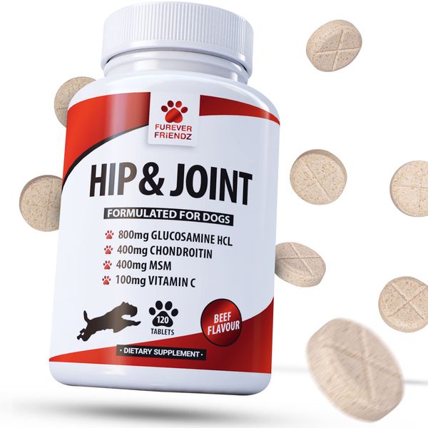 Furever Friendz Joint Supplements for Dogs - Chondroitin, Glucosamine Dog Supplements - Dog Joint Supplements for Senior Dogs with Vit C & MSM - Dog Vitamins and Supplements (800mg, 120 Tablets)