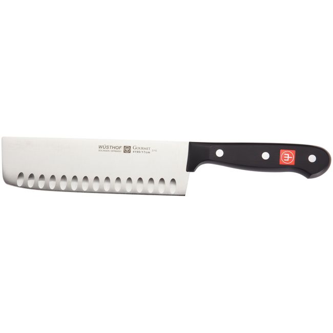 WÜSTHOF Model 4195-7, Gourmet 7 Inch Hallow Edge Nakiri, Full-Tang 7" | Precise Laser Cut High-Carbon Stainless Steel German Made