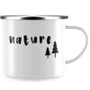 JUNIWORDS Emaille-Tasse, Nature, Silberner Tassenrand