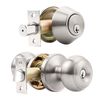 Exterior Front Entry Door Handle Lock Set Round Knob Keyed alike Single Deadbolt
