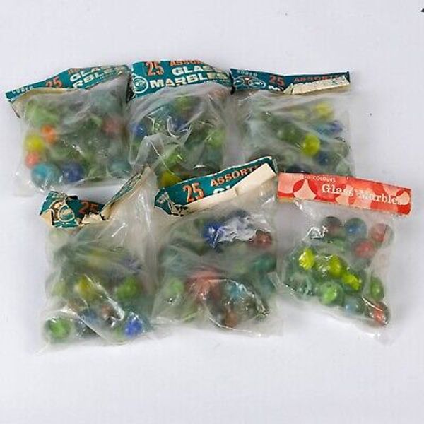 BNIB 1960s Codeg Marx 5 packets of Glass Marbles